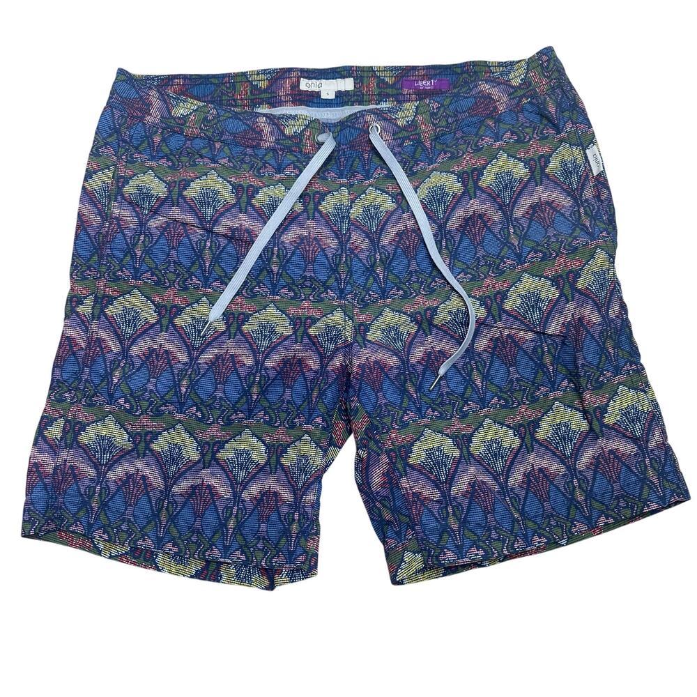 Onia Charles 7" Swim Shorts LIBERTY Fabric Abstract Print Mesh Lined sz S=32 EUC